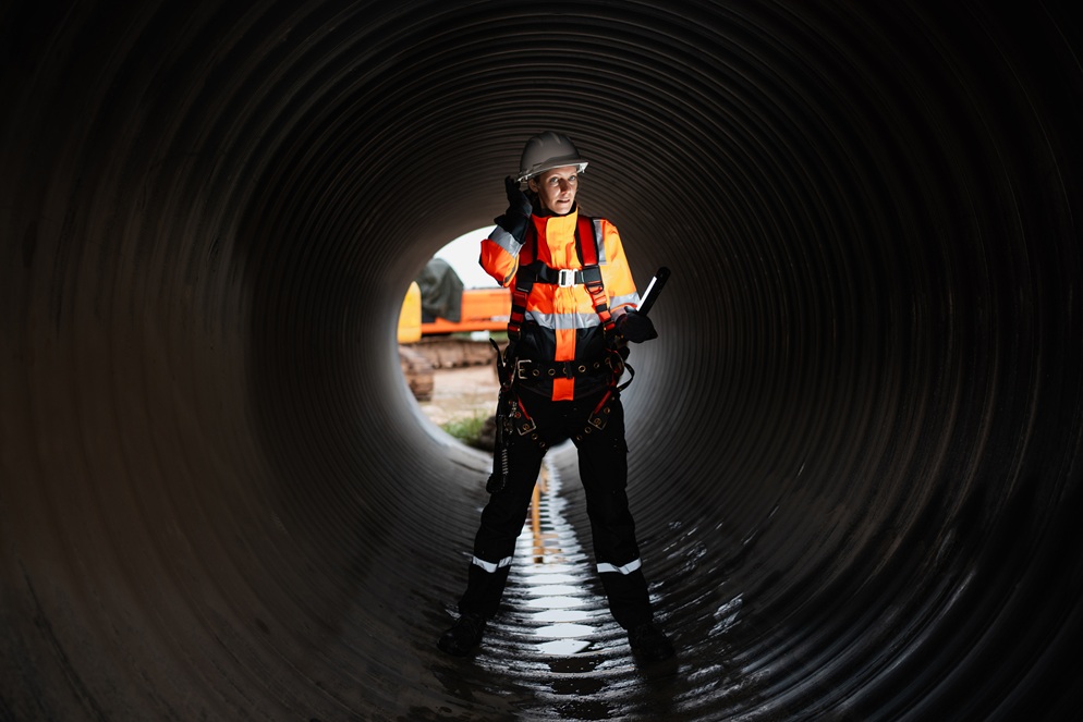 Worker constructing pipeline