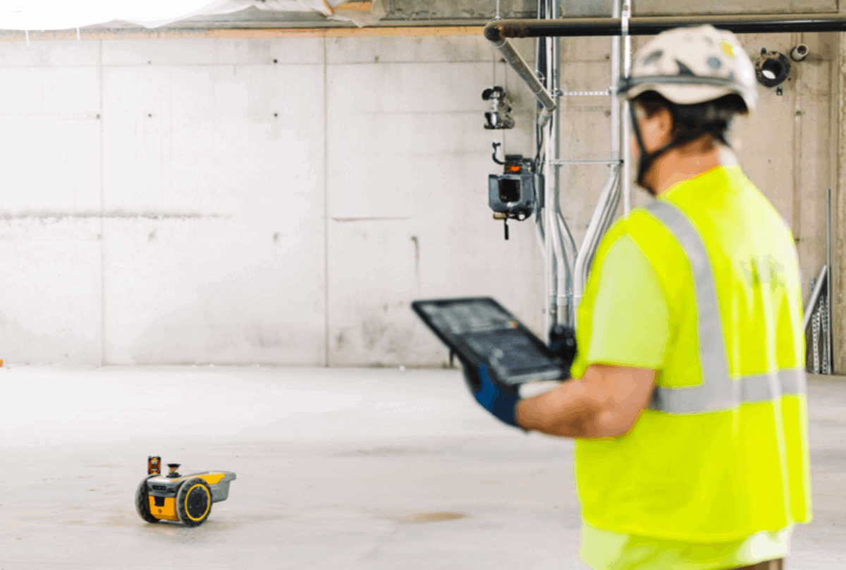 man operating HP Siteprint performing automated construction layout