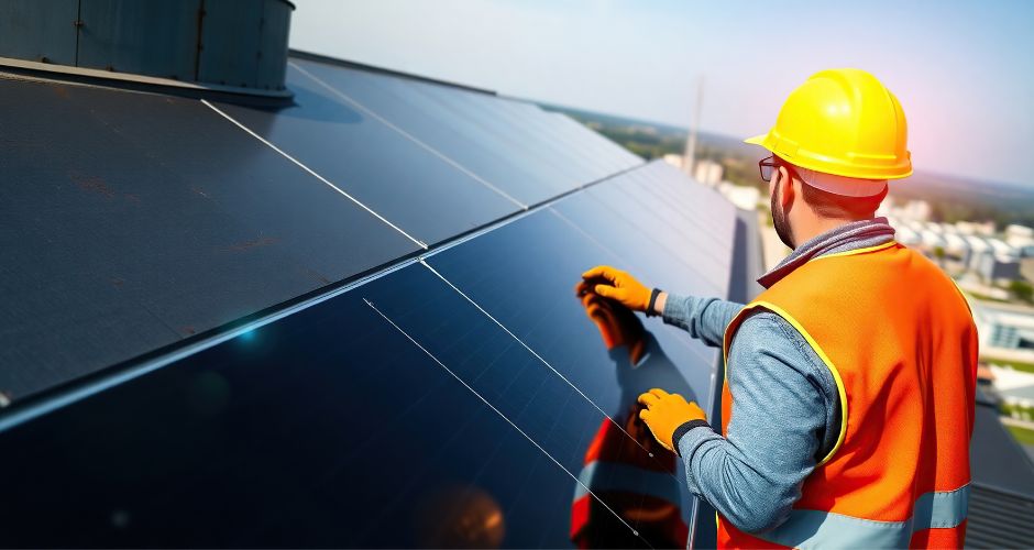 Man Providing Solar Panel Inspection Accuracy